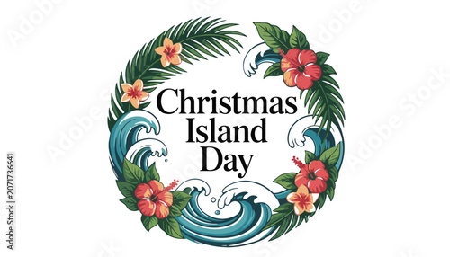 Christmas island day tropical wreath design element