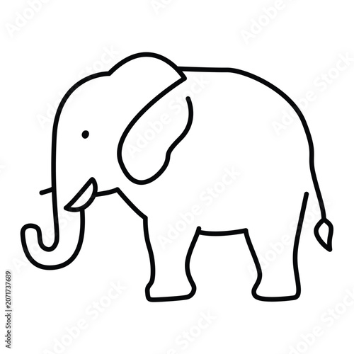 Simple Outline Drawing of an Elephant.