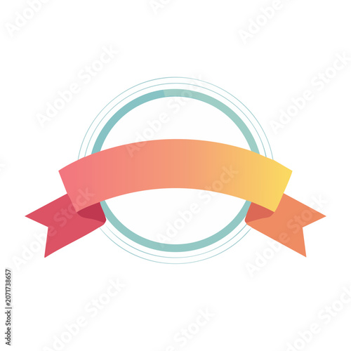 Flat Design Badge Ribbon with Circle