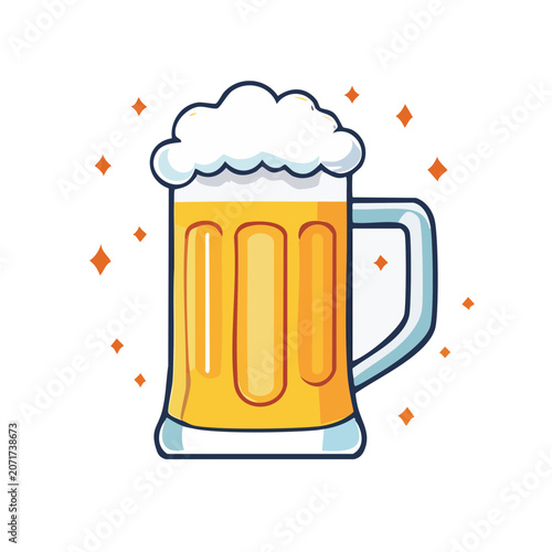 Flat illustration of a beer mug with foam