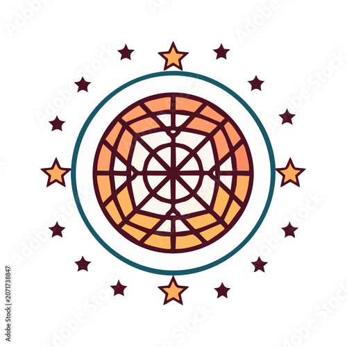 Geometric Mandala with Stars and Circular Pattern