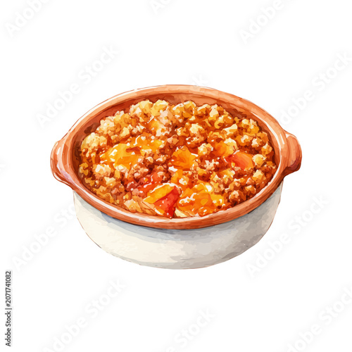 Apple Crumble, watercolor clipart isolated on white background