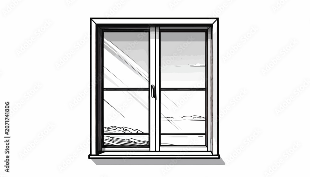 Obraz premium A closed glass sliding window.