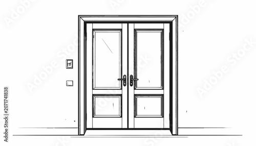 Konstfotografi Double Doors with Metal Handles.