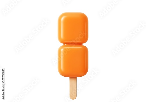 Orange popsicle on wooden stick