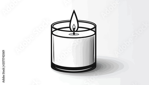 Cuadro en lienzo A lit white candle burning brightly.