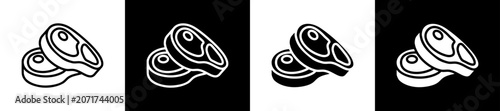 Meats Line And Glyph Icon In Black White Background    