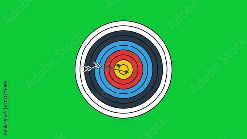 Animation of arrows hitting an archery target, bullseye sequence