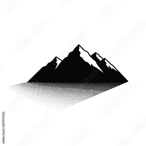 Schilderij op canvas Black silhouette of mountain range peaks.
