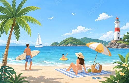 Sunny tropical beach scenery