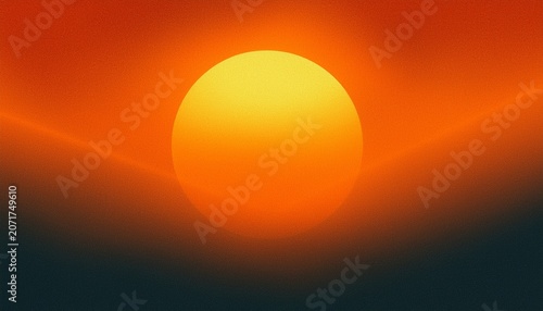 Sun Orange At Night Grainy Noise Grungy Texture Color Gradient Rough Abstract Background Shine Bright Light And Glow Template Empty Space