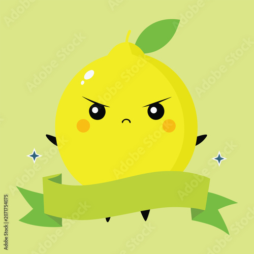 Cute Lemon Cartoon Characters Sour Mood Funny Illustration Set
