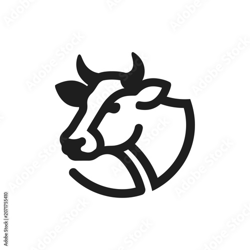 Minimalist Cow Head Line Art Icon