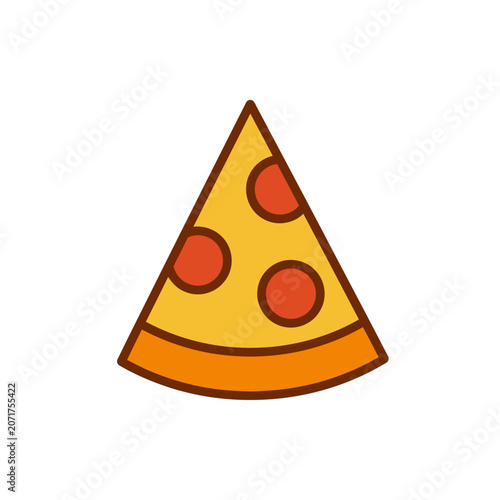 Minimalist Pepperoni Pizza Slice Icon Illustration