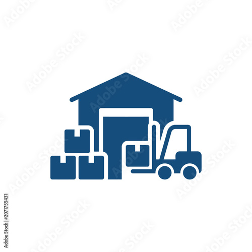 Warehouse Logistics Forklift Icon with Cargo Boxes