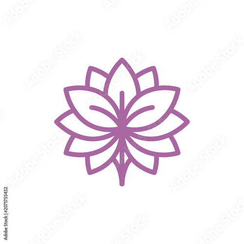 Minimalist Purple Lotus Flower Line Art Icon