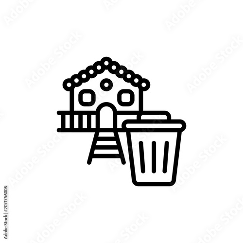 House cleanliness outline icon and illustration