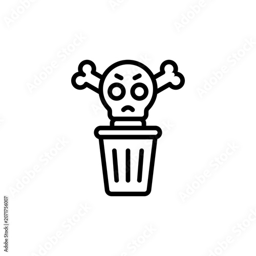 Highly Toxic Waste outline icon and illustration