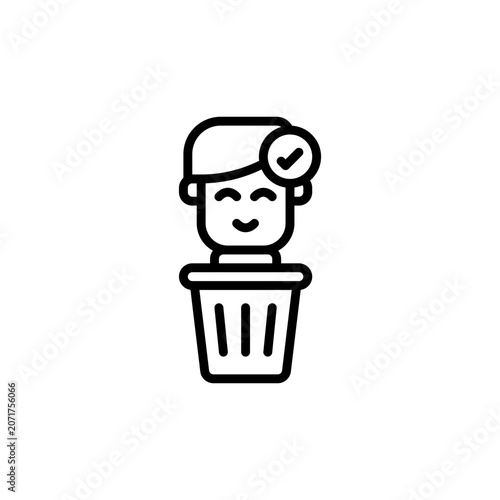 Garbage thrown away outline icon and illustration