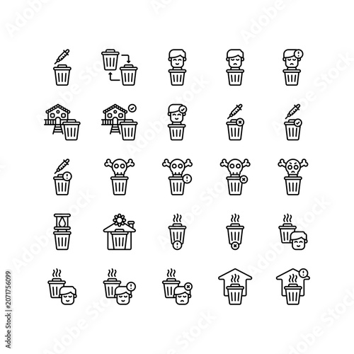 managing household waste outline icon and illustration