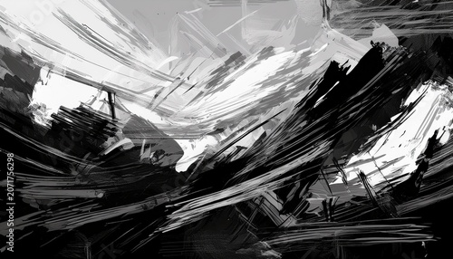 Abstract Black And White Grunge Brush Stroke Texture