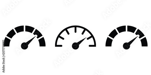 Photos Speedometer icon set representing performance car tachometer gauge measurements