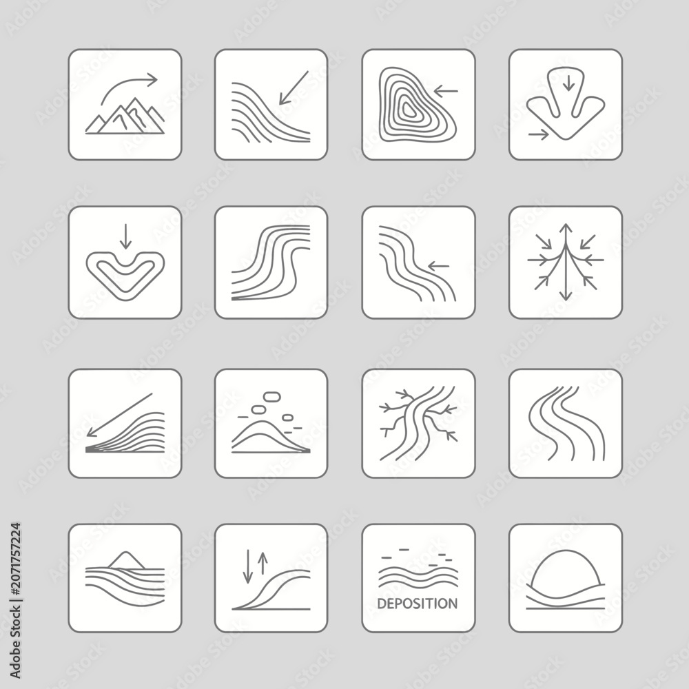 Fototapeta premium Geological Processes Icons