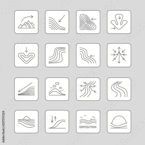 Bild auf Leinwand Geological Processes Icons