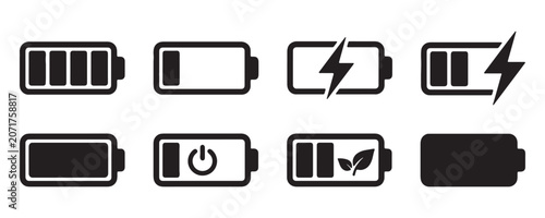 Battery Icon Representing Charging, Electricity, Renewable Energy and Power Supply Illustration