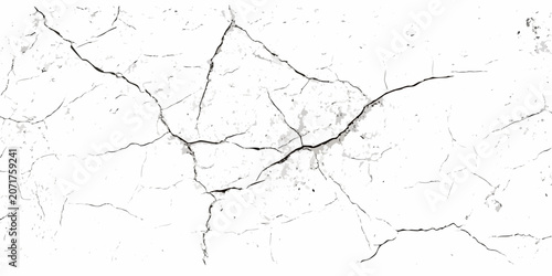 Foto Cracked surface texture with irregular fractures on a white background breakage