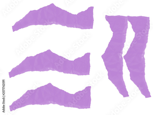 e: Purple Torn Paper Strips Horizontal and Vertical Composition