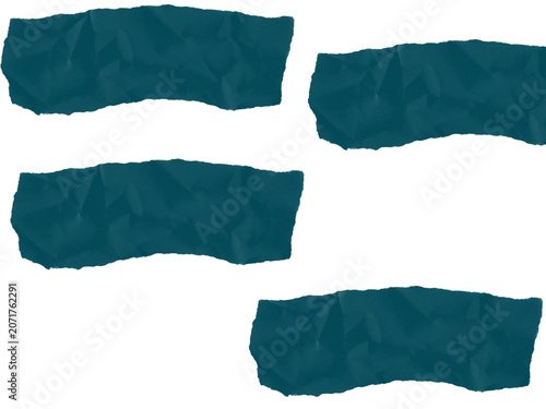 : Four Crumpled Dark Teal Rectangular Shapes on White
