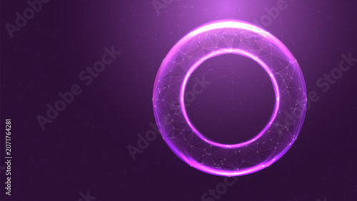 Abstract Purple Pink Neon Glowing Plexus Sphere Network Connection Futuristic Technology Background Vector
