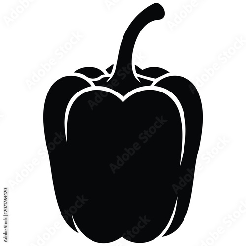 Whole bell pepper vector silhouette illustration featuring classic vegetable line art design.