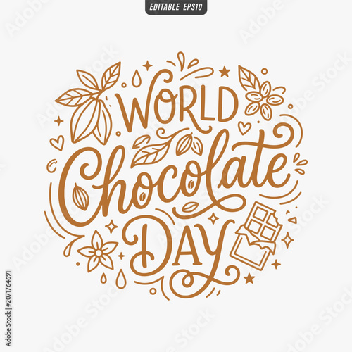 The flat design for World Chocolate Day poster focuses on simplicity, elegance, and ease of recognition.