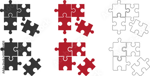 Tableau sur toile Puzzle pieces a set of interlocking jigsaw puzzle icons in various colors and st