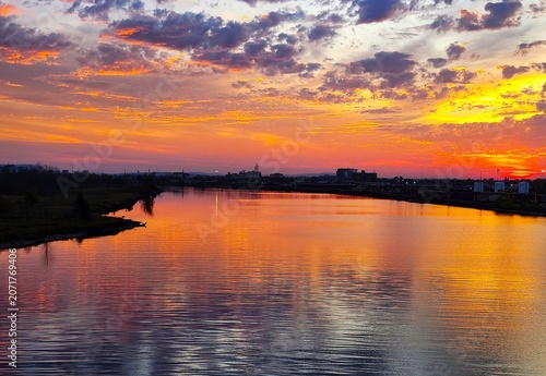 sunset over the river