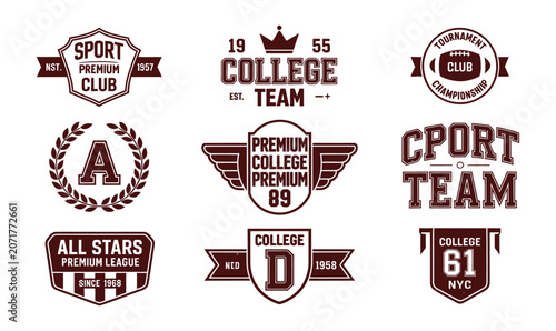 Sport college varsity typography vector lettering pack for vintage athletic t shirt badge design