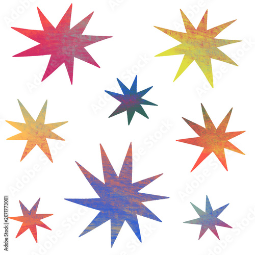 set of exploding stars sparkling colorful illustration no background