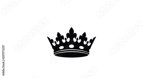 Fotografía A regal crown depiction in a black silhouette against a plain white background s