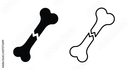 Foto Broken bone shape in black and white silhouette depicting a fractured skeletal s