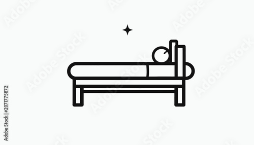 Fotografi Simple line drawing of a bed.