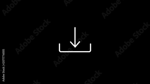 Download Symbol with Arrow and File Transfer Concept on Black Background.