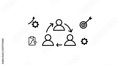 Change Management Strategy Concept with Business Professional Presenting Digital Team Interface, Organizational Transformation Process, Leadership Alignment and Workforce Transition Planning.