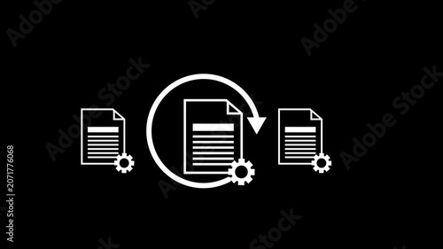 Document Update and File Management Process with Synchronization and Workflow Automation Concept. 4k motion video.