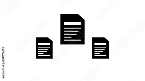 Multiple Document Files Icon Representing Digital Documentation and Record Management on White Background.