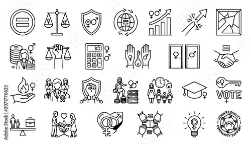 Bild auf Leinwand Gender Equality, Women Empowerment, and Social Justice Icons
