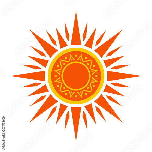 Stylized Sun Icon with Tribal Pattern Design