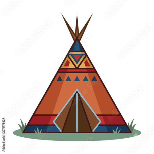 Traditional Native American Teepee Tent Vector Illustration