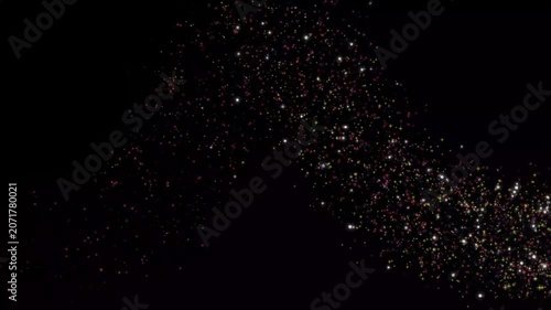 Golden Glitter Light Trail, Sparkling Star Dust Spiral, Luxury Rising Particles, Glittering Star Confetti Wave, Sparkling Magic Christmas Light Effect on Black Background, 4K Loop